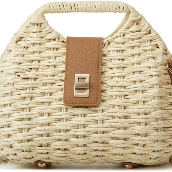 Women Straw Shoulder Bag Summer Beach Tote Crossbody Purse Chic and Stylish - Picture 1 of 8